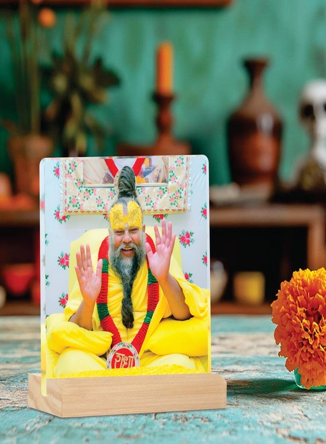 Giftplease Divine Desktop Photo Frame of Shri Premanand Maharaj Ji | Spiritual Table Stand with Wooden Base | Inspirational Religious Gift & Decor for Home, Office, GMP_04 - Image 3